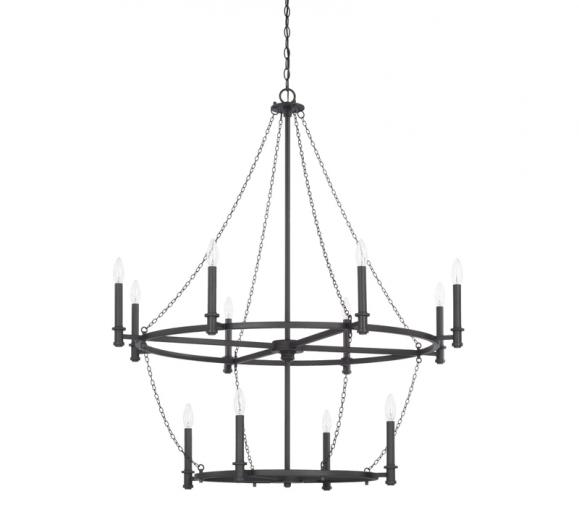 Lancaster tiered chandelier in Black iron with 12 lights from Capital Lighting