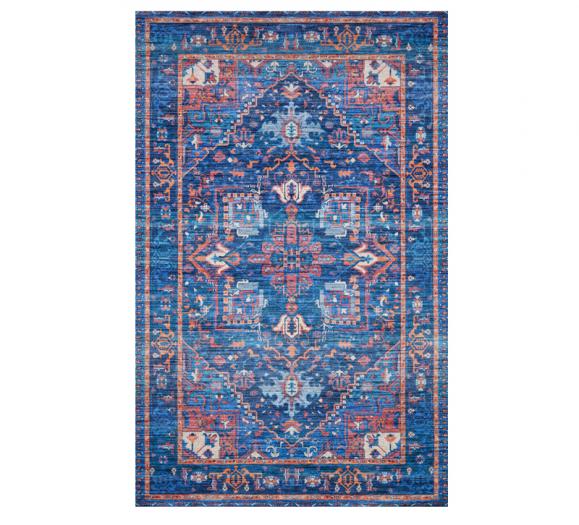 Cielo Area Rug by Justina Blakeney with a traditional pattern and deep blue and oranges from Loloi Rugs