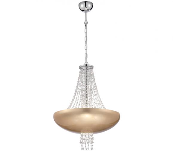 Lopez nine-light pendant with a gold base and crystal beading from Eurofase Lighting
