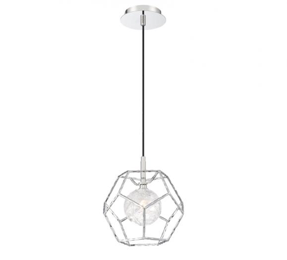 Norway Chrome cage-designed LED Pendant with a black cord from Eurofase