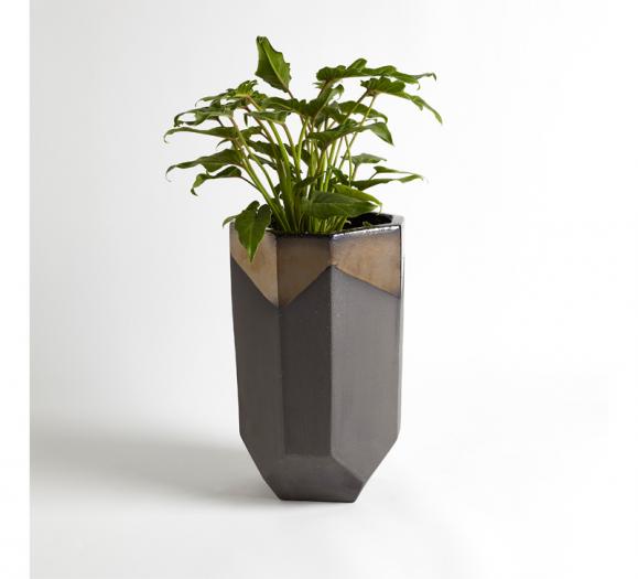 Global Views Faceted Banded Bronze Container