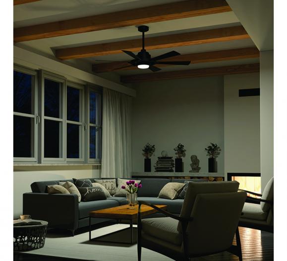 kichler living room with ceiling fan