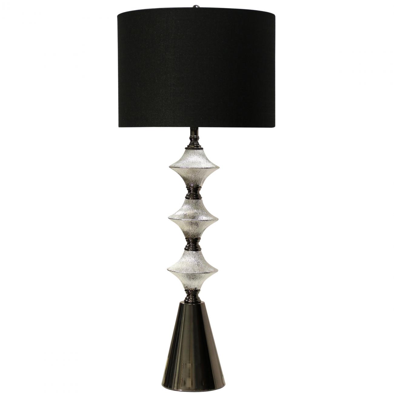 Stylecraft Metallic Silver Ceramic & Black Chrome Base Table Lamp