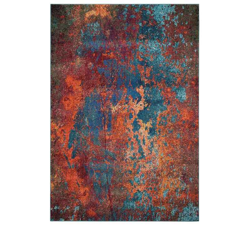 Atlantic Area Rug in an abstract design with pops of blue, orange, red and gold from Nourison