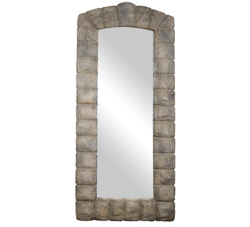Keystone Arch Mirror with a gray, stone frame from Uttermost
