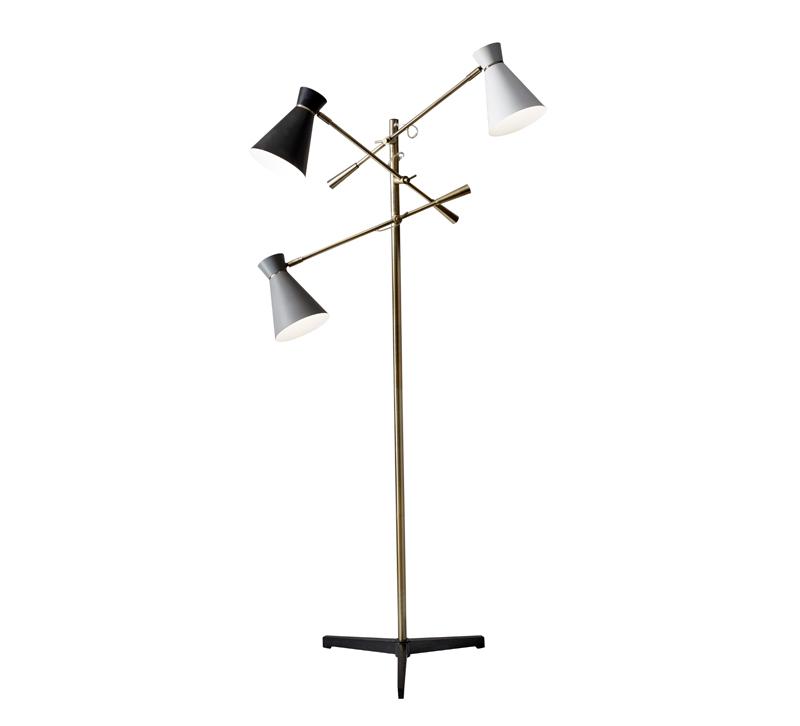 Lyle 3-Arm Floor Lamp with black and gray shades from Adesso Home