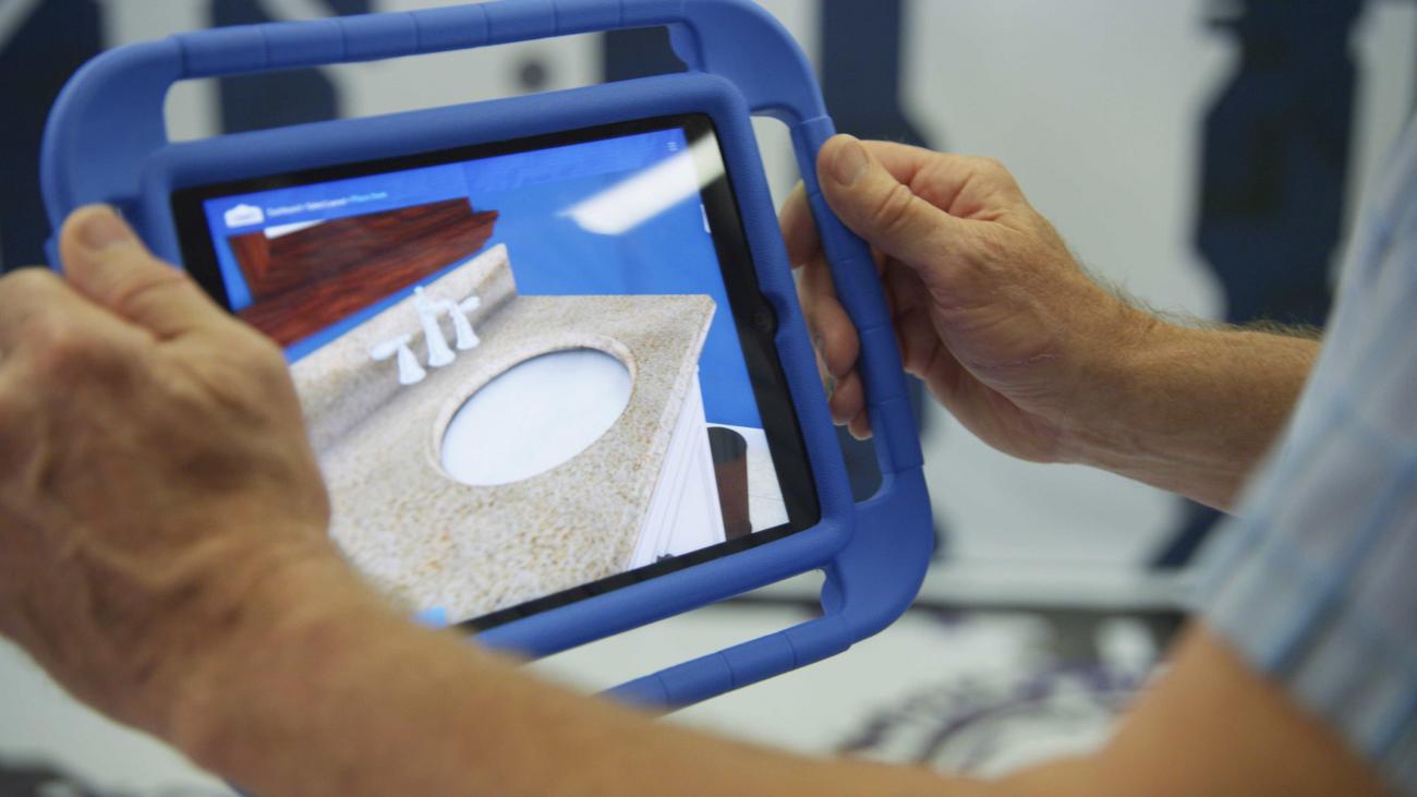 The augmented reality technology at Lowe's allows customers to visualize products in their space. (Photo: Lowe's)