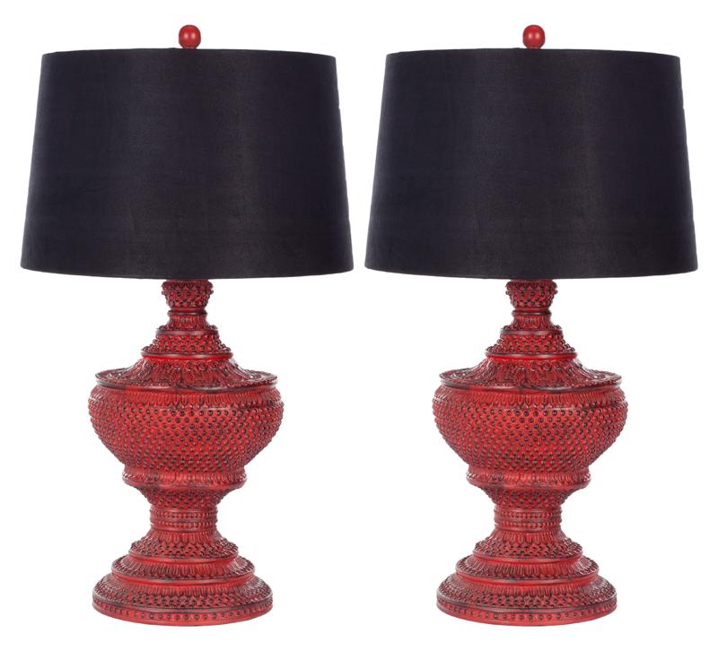 Chinese Red Urn Table Lamps from Safavieh