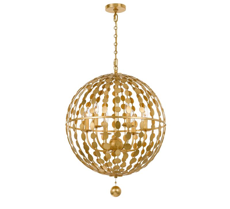 Layla pendant in gold made of lines of dots linked in a sphere shape from Crystorama