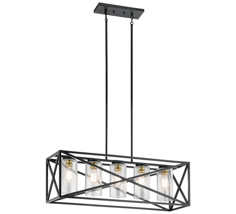 Moorgate five-light linear chandelier with a Matte black finish from Kichler Lighting