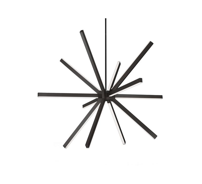Sirius Chandelier with LED arms finished in black in a starburst design from Kuzco Lighting