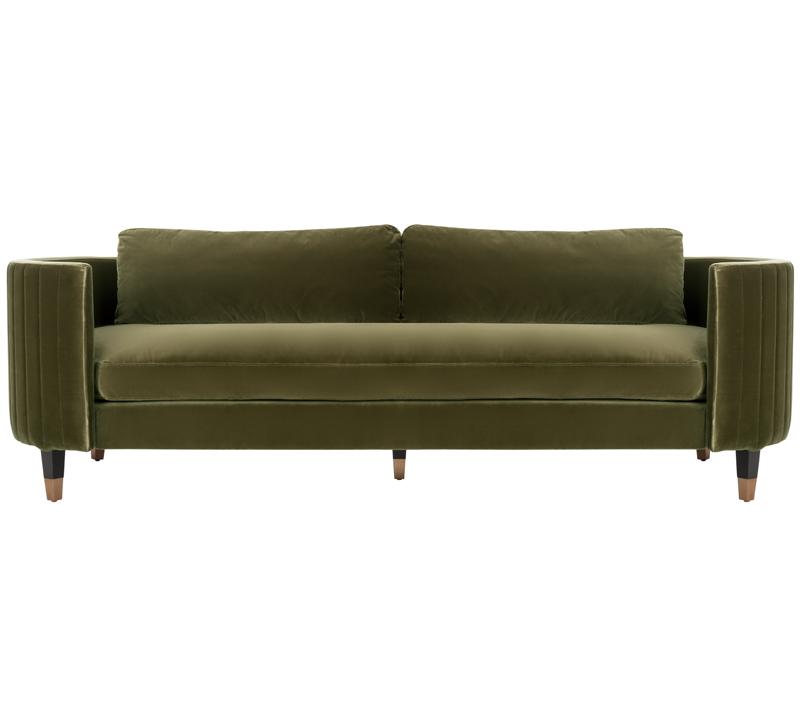 Winford Velvet Sofa in Giotto Dark Olive Green from Safavieh