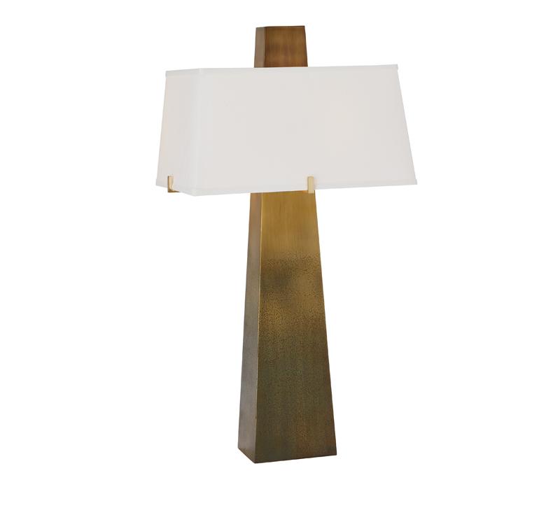 Stoic Table Lamp with a rectangular prism-shaped base and a white shade from Studio A Home