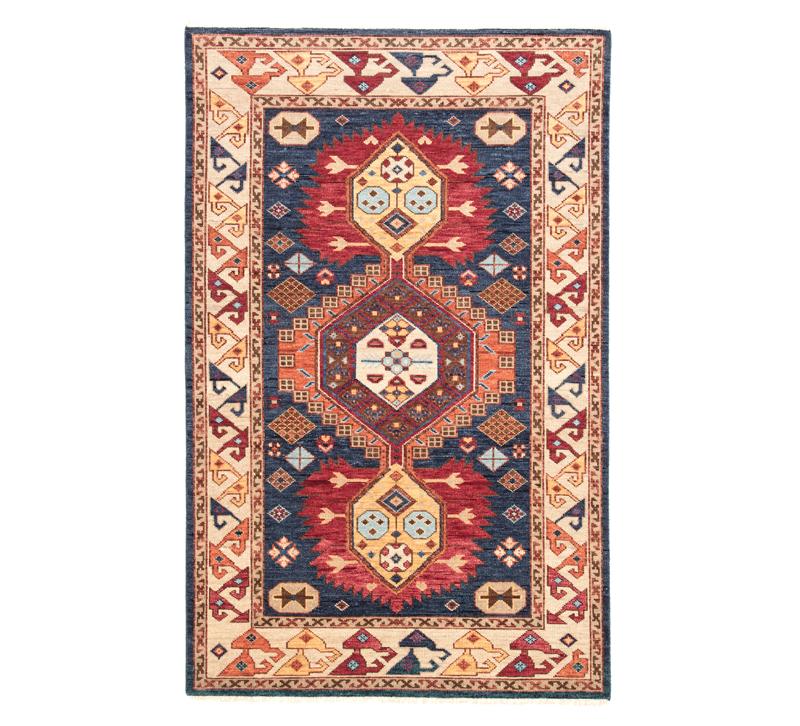 Village by Artemis Area Rug with a bo-ho design and boarder in orange, blue, red and yellow from Jaipur Living