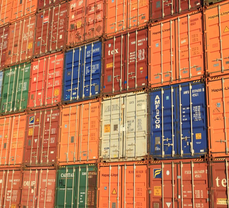 Wall of shipping containers