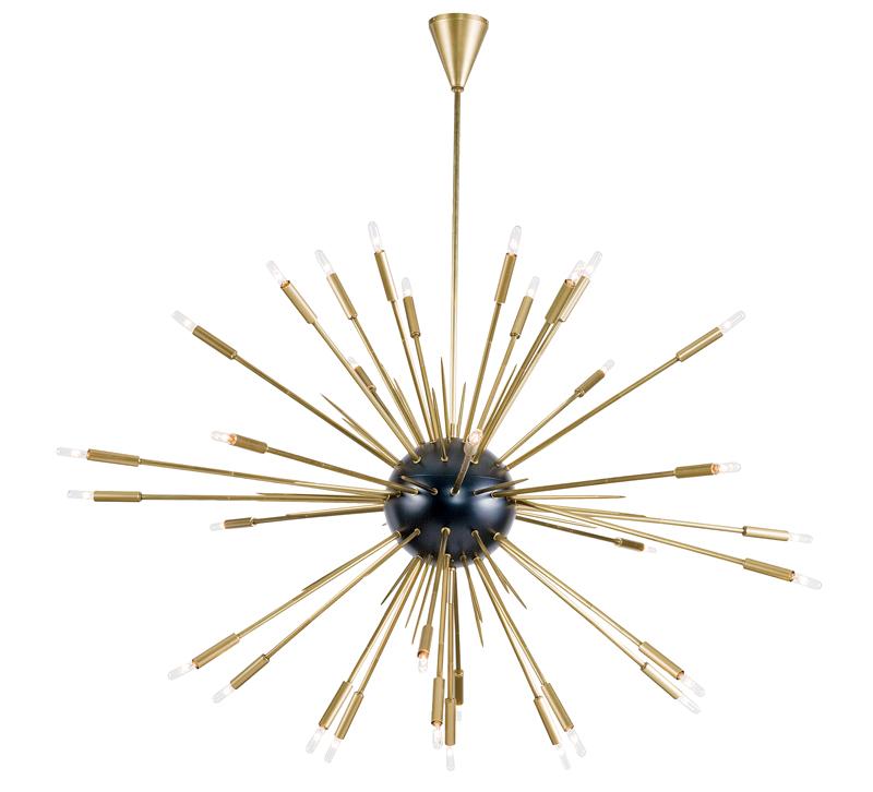 Nebula sputnik-style Chandelier in brass with a black center from Regina Andrew Design