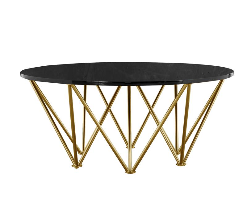 Layla Coffee Table with a black top and brass hairpin legs from Abbyson LIving