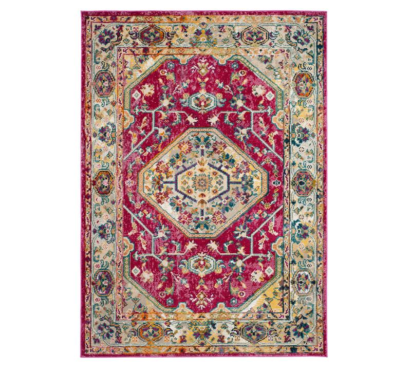 Savannah distressed, medallion-designed area rug in Violet and pink from Safavieh