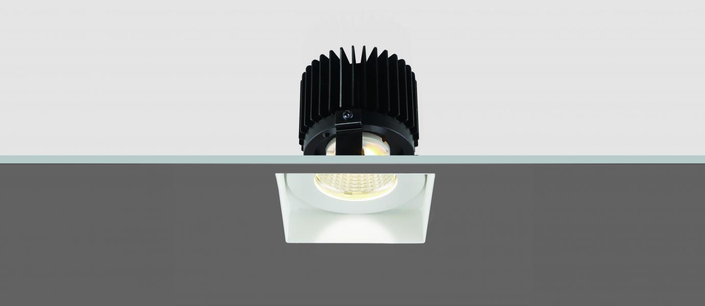 Eurofase’s 28171 trimless downlight is equipped with a 15W TRIAC-dimmable LED lamp in either 3000K or 3500K color temperatures and 80+ CRI. The perforated perimeter allows mud to bond to the mounting surface leaving a seamless finish in the ceiling. www.eurofase.com
