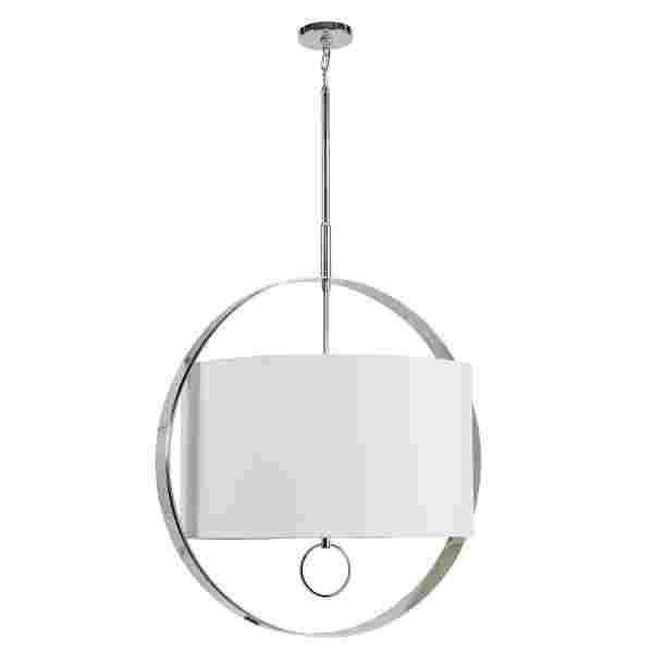 Debry pendant with a natural linen shade and a Polished Nickel frame Regina Andrew Design