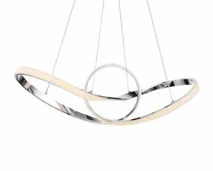 Vornado pendant with twisting chrome bands and LED lights from WAC Lighting