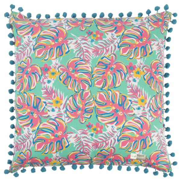 Rizzy Home: With bright colors and plenty of Southern charm, this Simply Southern pillow features hand- embroidery work. The pompoms add a textured touch. A444. www.rizzyhome.com