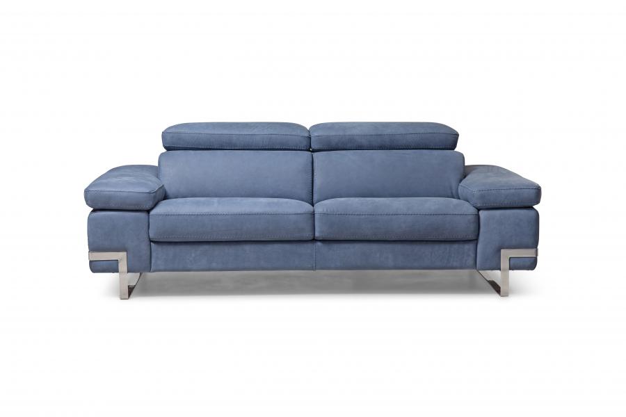 The Amanda Sofa by Bellini Modern Living is Made in Italy. Made with Maya leather in a pacific blue shade. Comes in a sofa and love seat.
